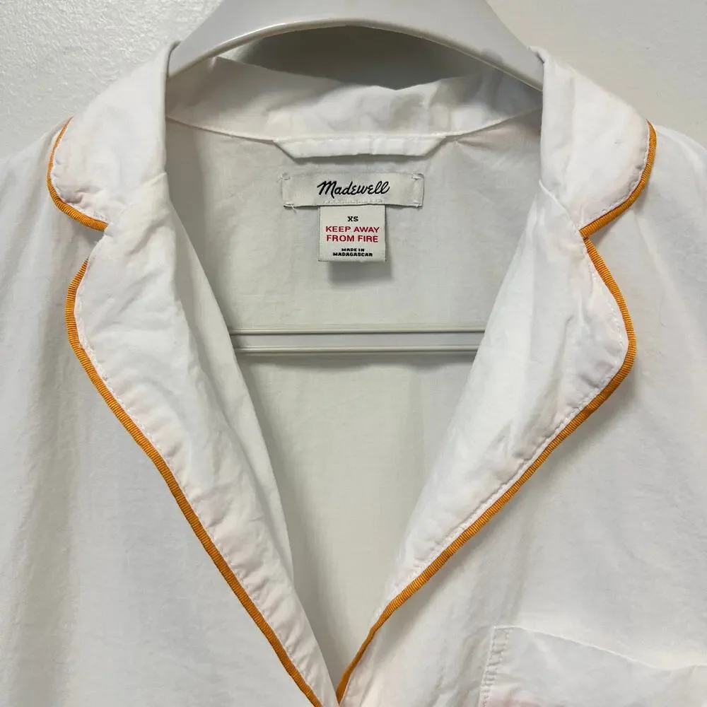Madewell White Button Down Poplin Bedtime Nightshirt Preppy Coastal Grandma Airy